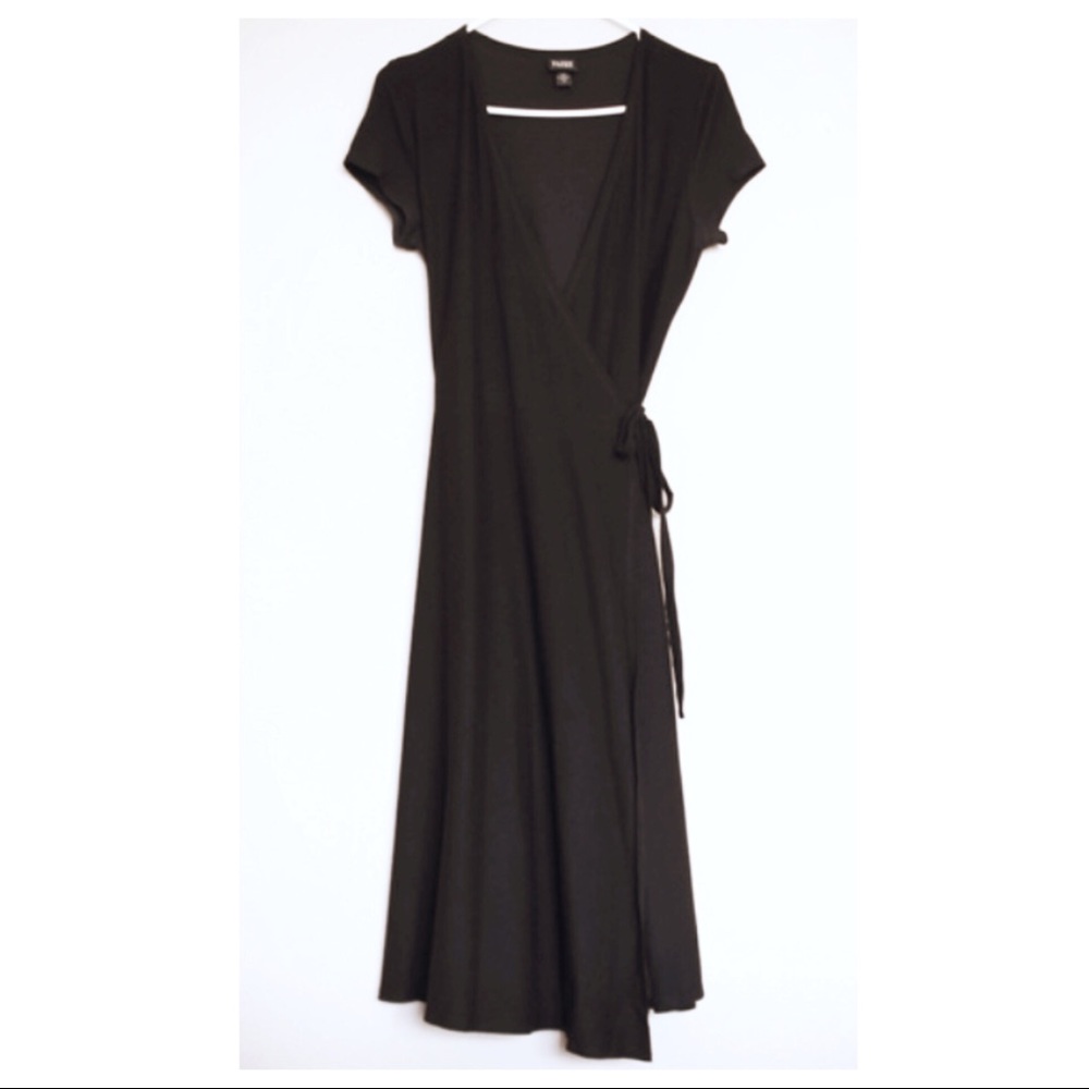 Black Eileen Fisher wrap dress